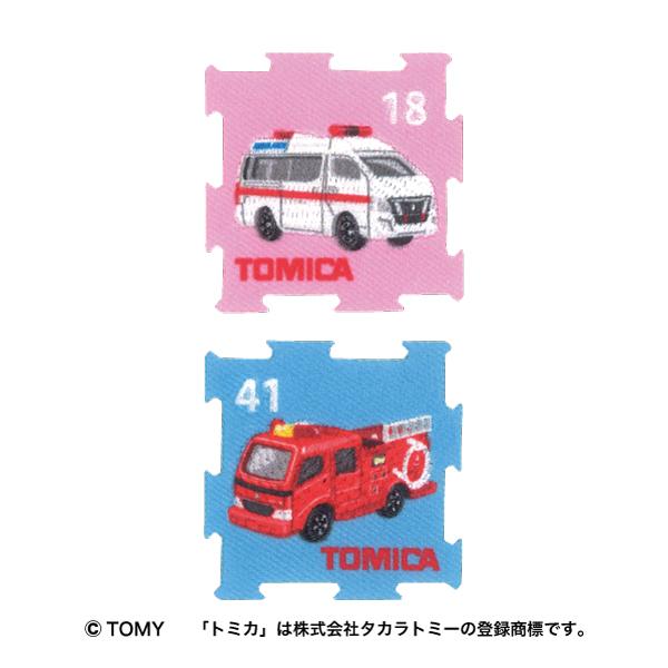 TOM54 「トミカ」 パズルワッペン（2個付き）  救急車・消防車シールアイロン両用タイプ