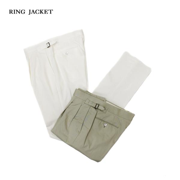 Model S-178 2プリーツスラックス ベージュ・ホワイト トラウザーズ / Trousers