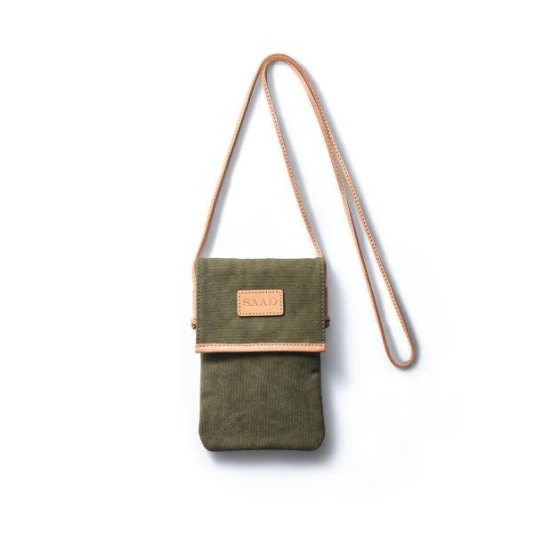 ショルダーバッグ/オリーブ/キャンバス/サドルレザー