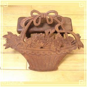 楠木 クスノキ 木彫り 彫刻板 Le01 花籠A...の商品画像