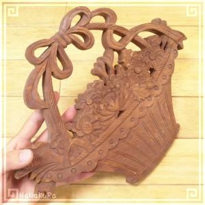 楠木 クスノキ 木彫り 彫刻板 Le01 花籠...の詳細画像1
