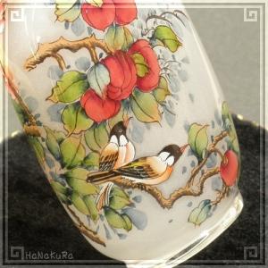 エミールガレ カメオ彫り 茶器 茶碗 ガラス 置物 花柄 朝顔 工芸品 青