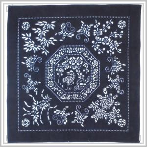 藍染め ハンカチ 50cm F 「四君子鶴」 ...の詳細画像1