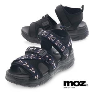 MOZ モズ 靴 レディースサンダル 厚底 スポーツサンダル スポサン ストラップサンダル MZ - 16914 ベルクロベルト ブラックコンビ/ブラック 黒 S M L LLの商品画像