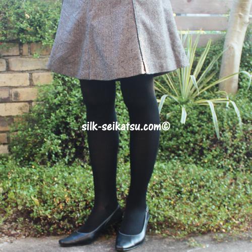 パイル編みシルクタイツ