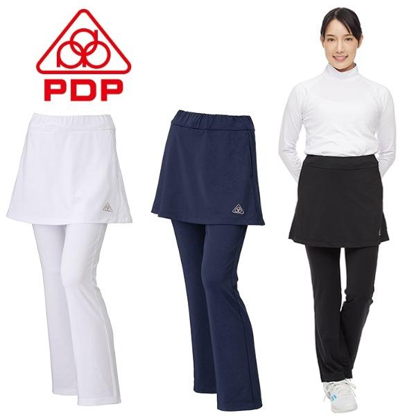 PDP(ピーディーピー) スコート付き スリムフィットパンツ 吸汗速乾 UVカット2wayストレッチ...