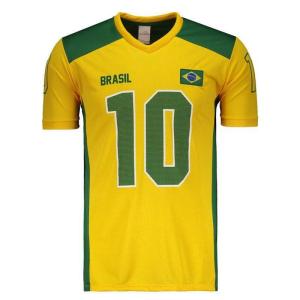 【BRASIL】ブラジルサッカー10番VネックTシャツ国旗付き | イエロー｜itempost