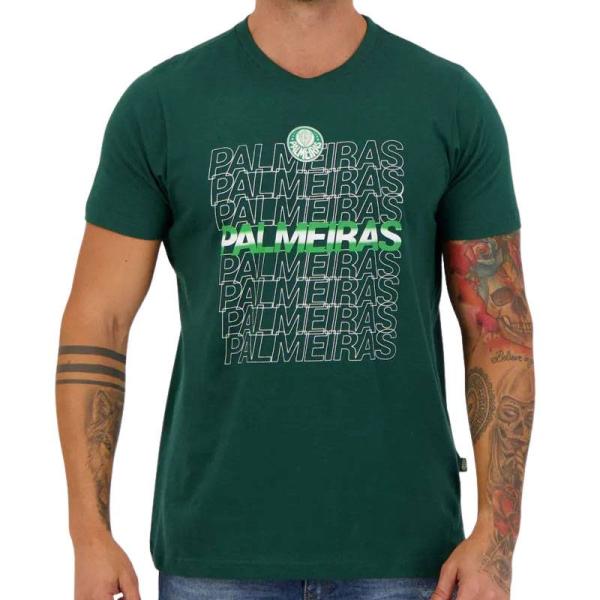 パルメイラス ロゴレタリングデザイン パッチ付き公式Tシャツ【PALMEIRAS】ダークグリーン