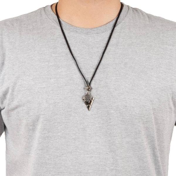 ダブルヘッドのスウェード調コードネックレス