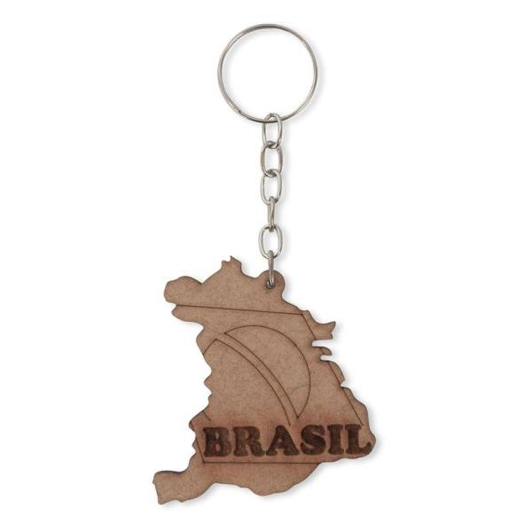 ブラジル国旗＆国土モチーフウッドキーホルダー