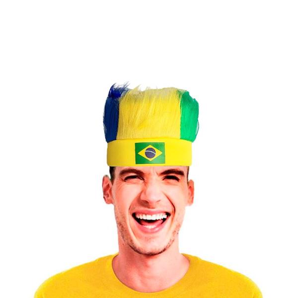 ブラジル国旗つきウィッグヘアバンド【イベント・フェス・スポーツ観戦・応援】かぶりもの
