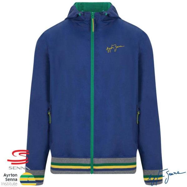 アイルトン・セナ Ayrton Senna 公式フード付きウィンドブレーカー ネイビーブルー