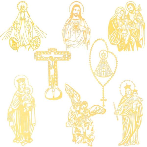 ゴールドステッカー 聖人 8点セット クロス、マリア、アパレシーダ、キリストなど