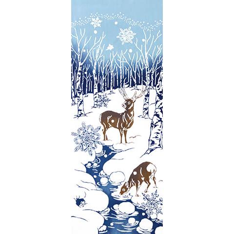 1407　〈和の情景〉冬山にエゾジカ