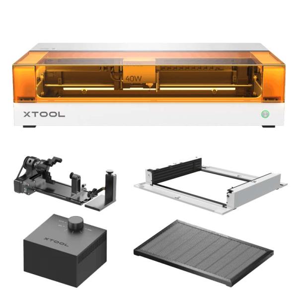 XTOOL 密閉型レーザー彫刻機 S1 40W Delux版（ホワイト）（本体+エアアシスト+ハニカ...