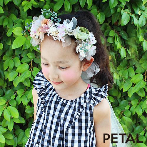 KIDS　キッズ フラワーリングカチューシャ　ベール付き【PETAL MARKET】