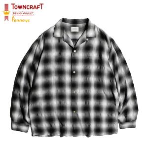 【TOWNCRAFT（タウンクラフト ）・PENNY'S（ぺニーズ）】  60S  OMBRE LOOP COLLAR SHIRTS COTTON オンブレループカラーシャツコットン 長袖シャツ CHECK SHIRTS｜itempost