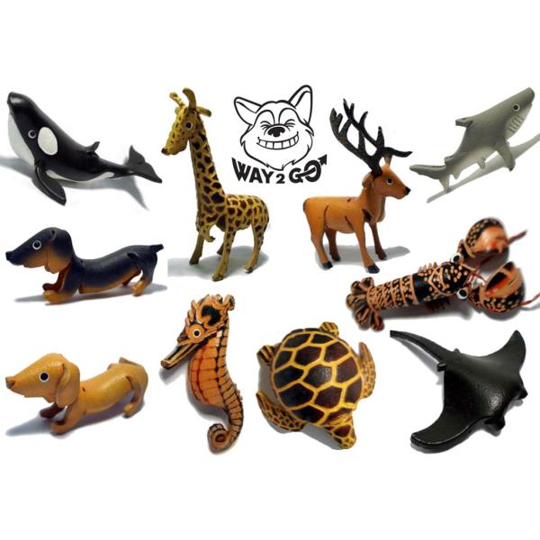 【全10種類】 WAY2GOの動物キーホルダー レザー 本革 アニマルグッズ