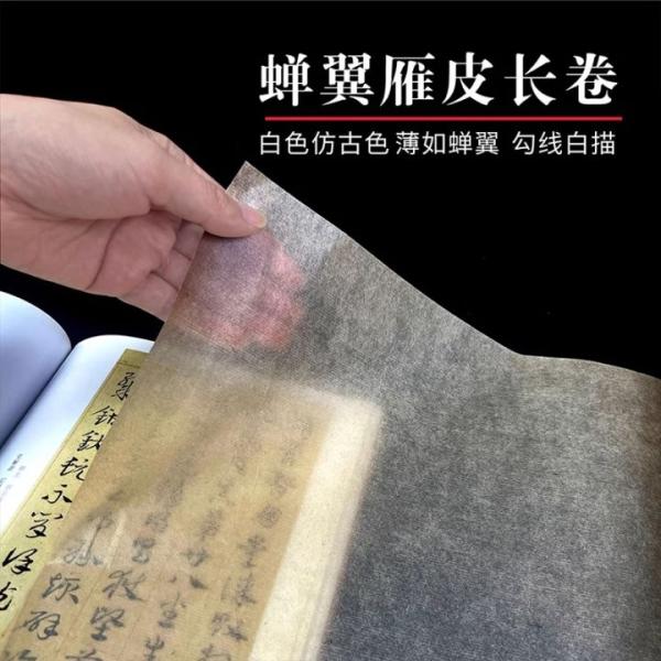 雁皮蝉翼　白色　?古色　熟宣紙　幅35.0cm × 長さ20m　作品用紙　小楷　?金体/雁皮蝉翼&amp;#...