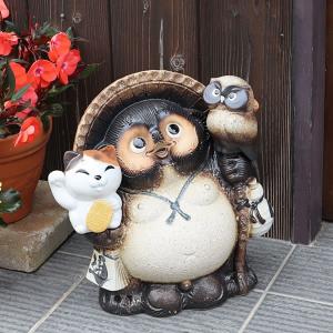 信楽焼 11号古信楽風ふくろう持ち表札狸 名前入れ 狸 福を呼ぶ縁起物