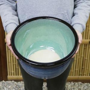 10号藍の色睡蓮鉢 信楽焼 金魚鉢、メダカ鉢に...の詳細画像2