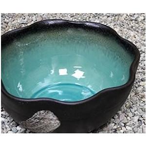 12号緑釉ハケメ花型水鉢 信楽焼 金魚鉢、メダ...の詳細画像2