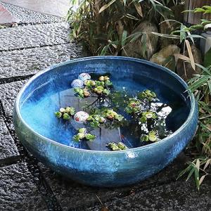 25号大型サイズ水鉢　手ひねり水鉢　信楽焼　金魚鉢、メダカ鉢にお勧め　すいれん鉢　特大サイズ　［su-0226］