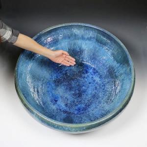 25号大型サイズ水鉢 手ひねり水鉢 信楽焼 金...の詳細画像3