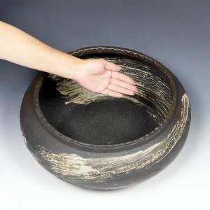 15号黒はけ目水鉢 信楽焼 金魚鉢、メダカ鉢に...の詳細画像3