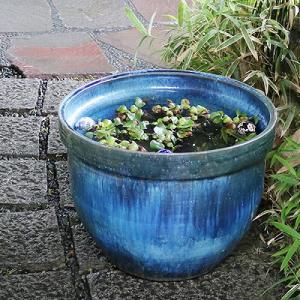 青窯変　天水型大型サイズ水鉢　信楽焼　金魚鉢、メダカ鉢にお勧め　すいれん鉢　特大サイズ　［su-0229］