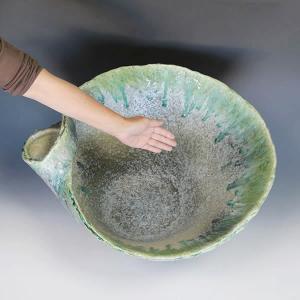 手ひねりビードロ流し水鉢 信楽焼 金魚鉢、メダ...の詳細画像3