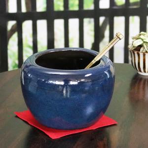 深火鉢 唐草柄 めだか アンティーク 水鉢 陶器 6号 : 手づくり家具