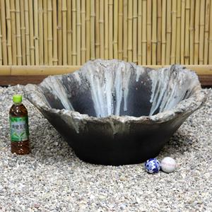 手ひねり22号白流し水鉢 信楽焼 金魚鉢、メダ...の詳細画像2