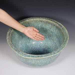 16号緑釉水鉢 信楽焼 金魚鉢、メダカ鉢にお勧...の詳細画像3