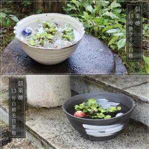 13号水鉢(オーバーフロー付) ◆鉄ライン白釉水...の商品画像