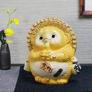 信楽焼 風水狸(黄) たぬき タヌキ 開運 縁起物 可愛い 陶器 商売繁盛