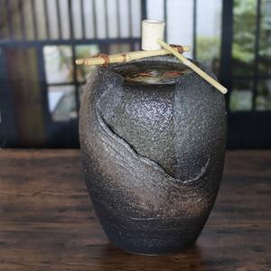 信楽焼 涼電動つくばい 陶器つくばい 循環 水琴窟 水流 蹲 筧 かけひ