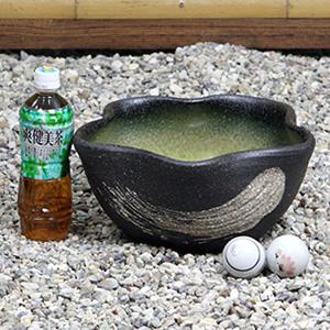 10号黄釉ハケメ花型水鉢 信楽焼 金魚鉢、メダ...の詳細画像2