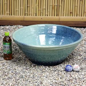 16号ブルーガラス水鉢 信楽焼 金魚鉢、メダカ...の詳細画像2