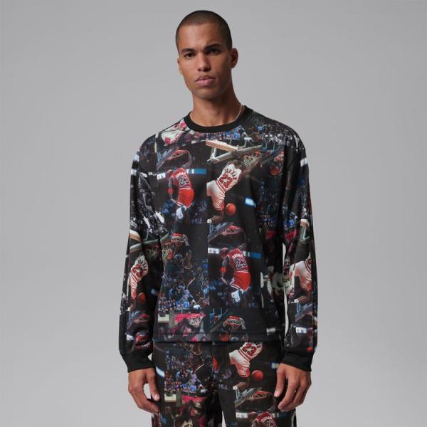 JORDAN BRAND SP26 M J FLT AOP LS JRSY ブラック/ホワイト IF...