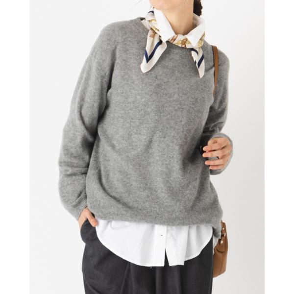 カシミヤラウンドネックニットチュニックプルオーバー