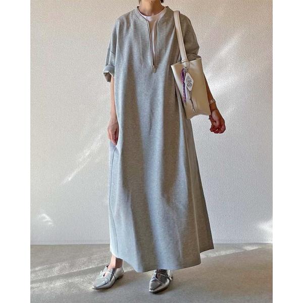 【Canaria Style】ダンボールニットハーフジップコクーンワンピース