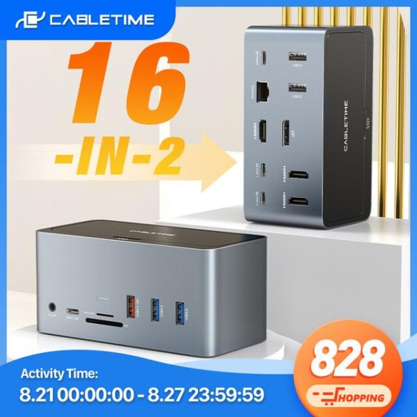 Coabletime 13 in 1マルチUSBドッキングハブ (ラップトップ用) USBcハブドッ...