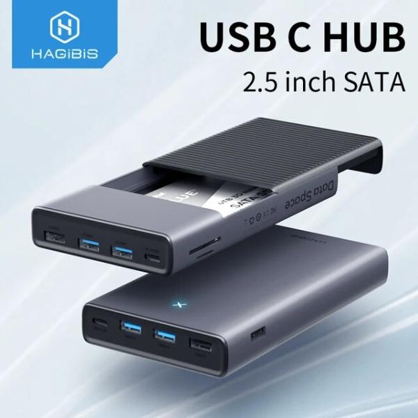 Hagibis-ハードドライブエンクロージャー付きusbcハブ,2.5 sata-usb 3.0アダ...