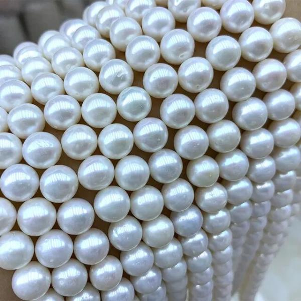 ラウンドホワイトの天然淡水真珠,a/aa/aaa,ジュエリー作り用,ネックレスとブレスレット用,4,...