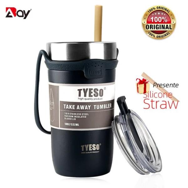 Tyeso-ステンレス鋼のサーマルコーヒーマグ,断熱ボトル付き魔法瓶,Strava,真空カップ