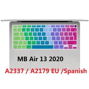 Euソフトスペインカバーmacbook air 13 2020 A2179/空気2020 M1チップA2337 euスペイン虹シリコンキーボードカバー｜itemselect