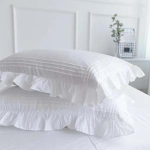 Mcao-エレガントなシャム枕カバー,白い寝具,無地の綿,枕カバー2つのリネンセット,ヴィンテージ,素敵なレースの家の装飾,tj7039｜itemselect