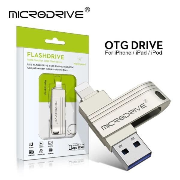 Otg-iPhone用USBフラッシュドライブ,メタルチップ付きUSBフラッシュドライブ,2 in ...