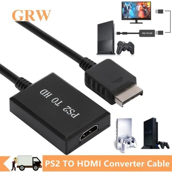 GRWIBEOU-コンバーターケーブルps2からhdmi,アダプタケーブル1080p ps2からhd...